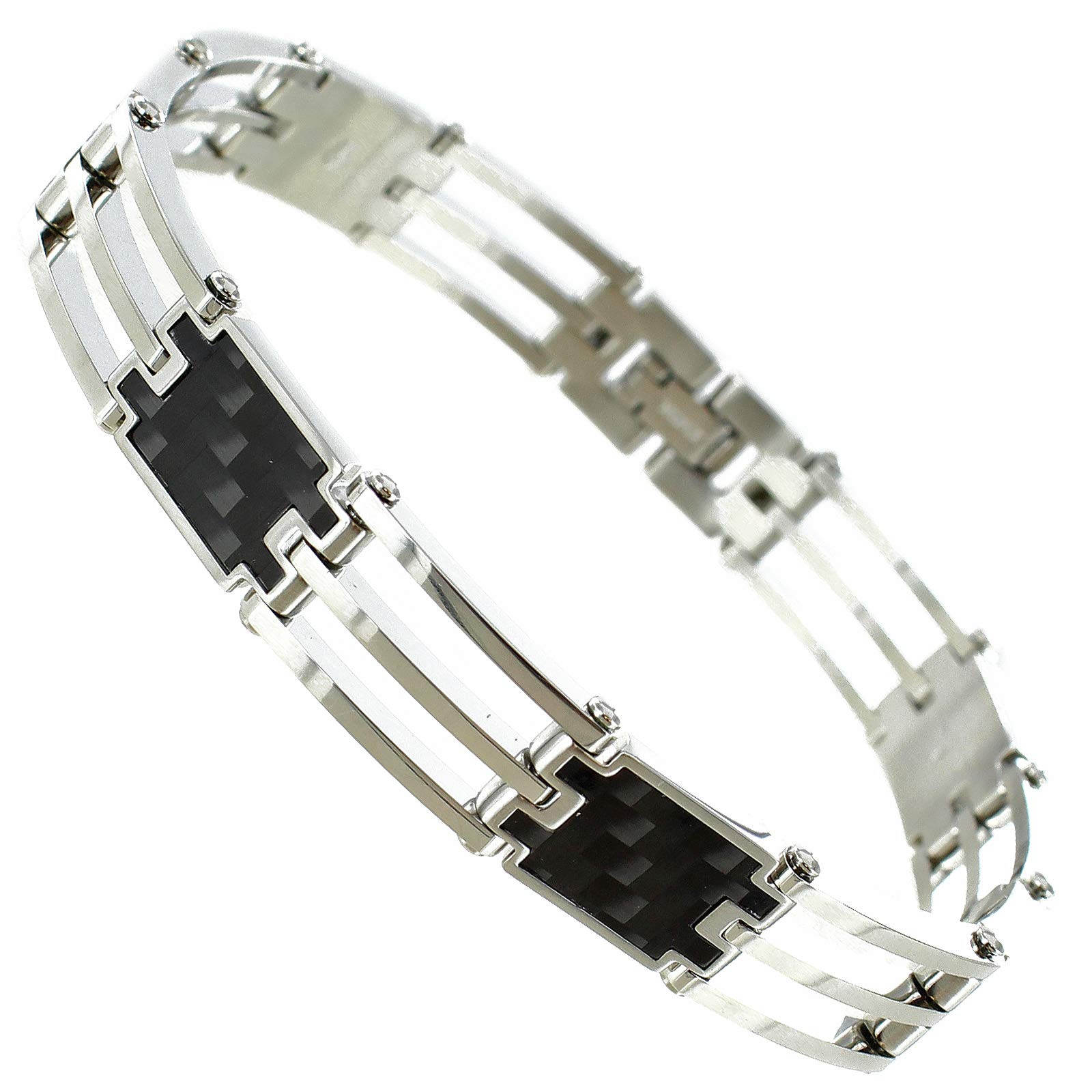 Rochet RomaSupersport Stainless Steel Carbon Fiber Modern Mens Bracelet