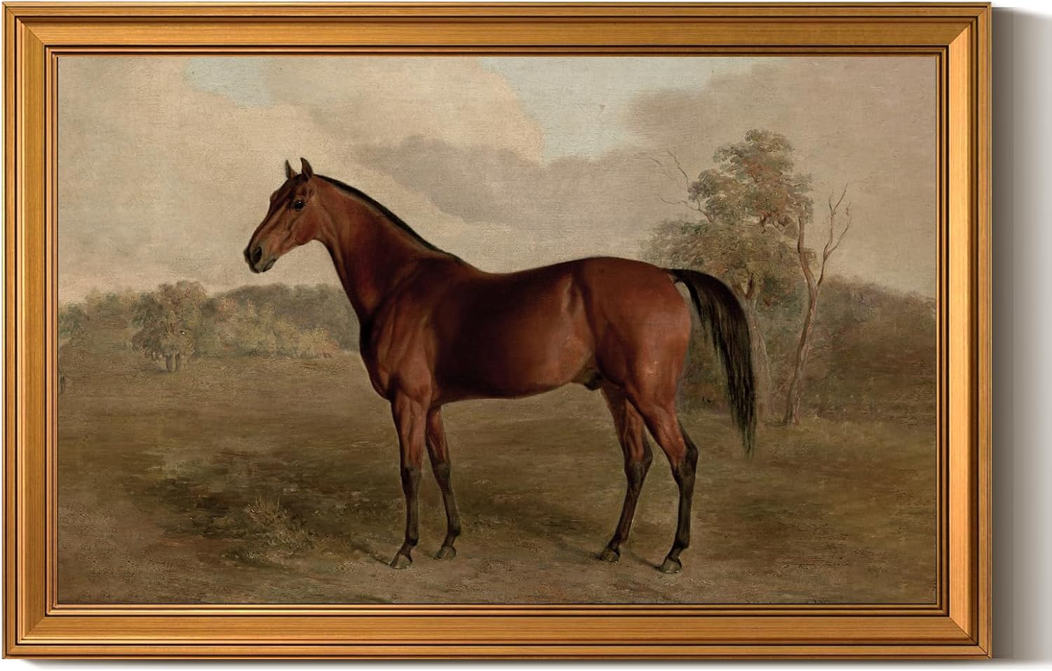 ARPEOTCY Large Gold Framed Canvas Wall Art, 24x36 Inch, Vintage Horse Art Prints, Farmhouse Retro Decor for Living Dining Room Hallway, Rustic Country Cottage Decor Vintage Horse 36L" x 24W"