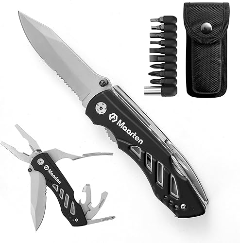 Maarten Regalo de Navidad para hombres, él, novio, cuchillo de bolsillo multiherramienta con funda de nailon duradero, regalos para adultos