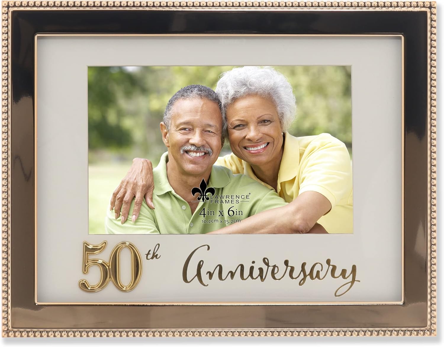 4x6 Gold Beaded Metal 50th Anniversary Picture Frame