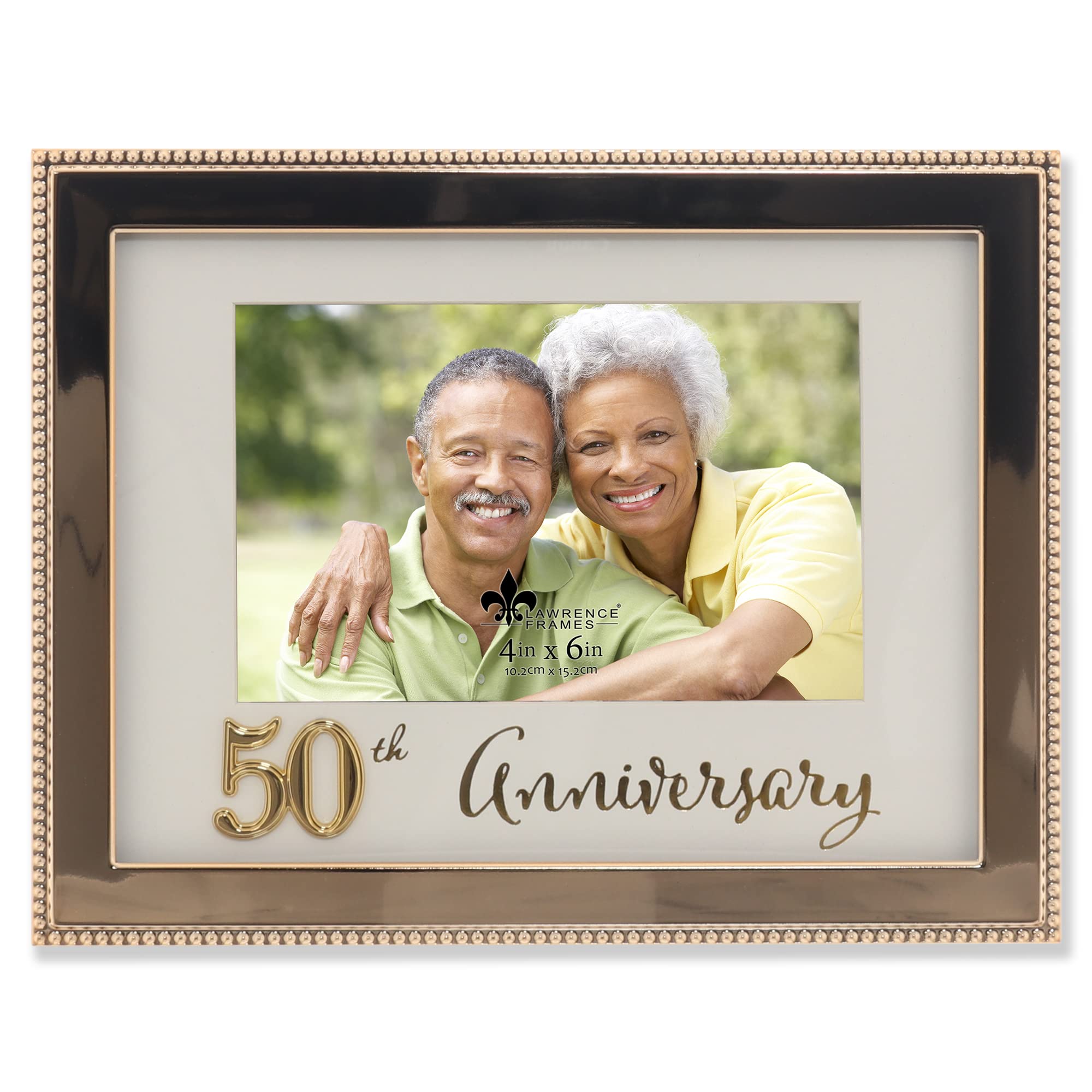Amazon.com - 4x6 Gold Beaded Metal 50th Anniversary Picture Frame