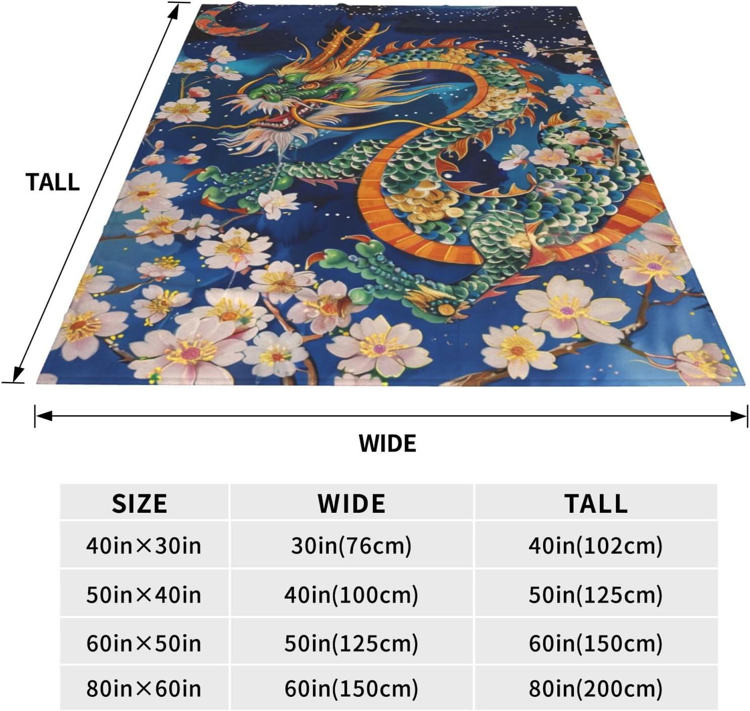 for Enchanted Asian Dragon Plush Flannel Throw Blanket - Ultra Soft & Warm, Comfy & Lightweight - Ideal for Couch, Travel, Bedroom, Bed, Living Room - Cozy, Fuzzy 50in×60in