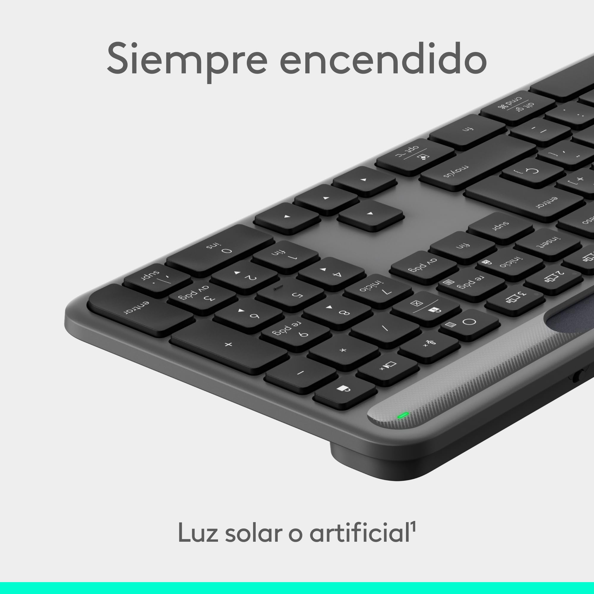 Logitech Signature Slim Solar+, Teclado inalámbrico Alimentado por luz Solar y Artificial, batería Duradera con una Vida útil de hasta 10 años, Teclas Personalizables, Bluetooth, QWERTY ESP - Grafito