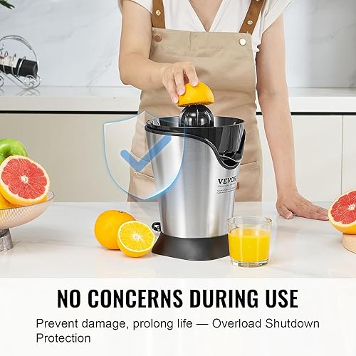 Miniatura 4 de VEVOR Exprimidor eléctrico de cítricos, uno para todos los exprimidores de jugo de naranja de acero inoxidable, extractor de jugo de naranja fácil