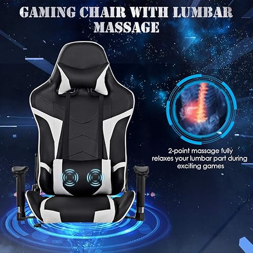 Miniatura 5 de Tangkula Juego de escritorio y silla para juegos juego ergonómico de escritorio y silla de carreras con soporte para tazas soporte para monitor