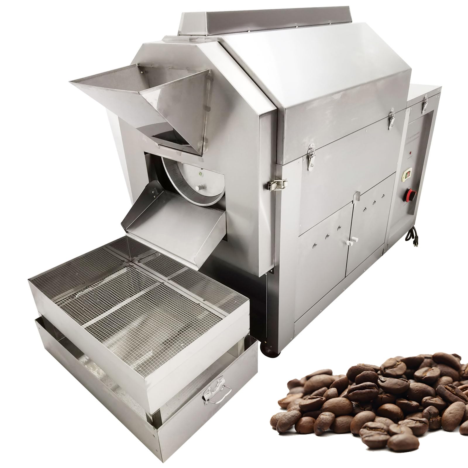 TECHTONGDA Commercial Coffee Roaster Nuts Bean Gas Roasting Machine 110Lbs Melon Seeds Fry Machine Heavy-duty Drum Roasted Peanut