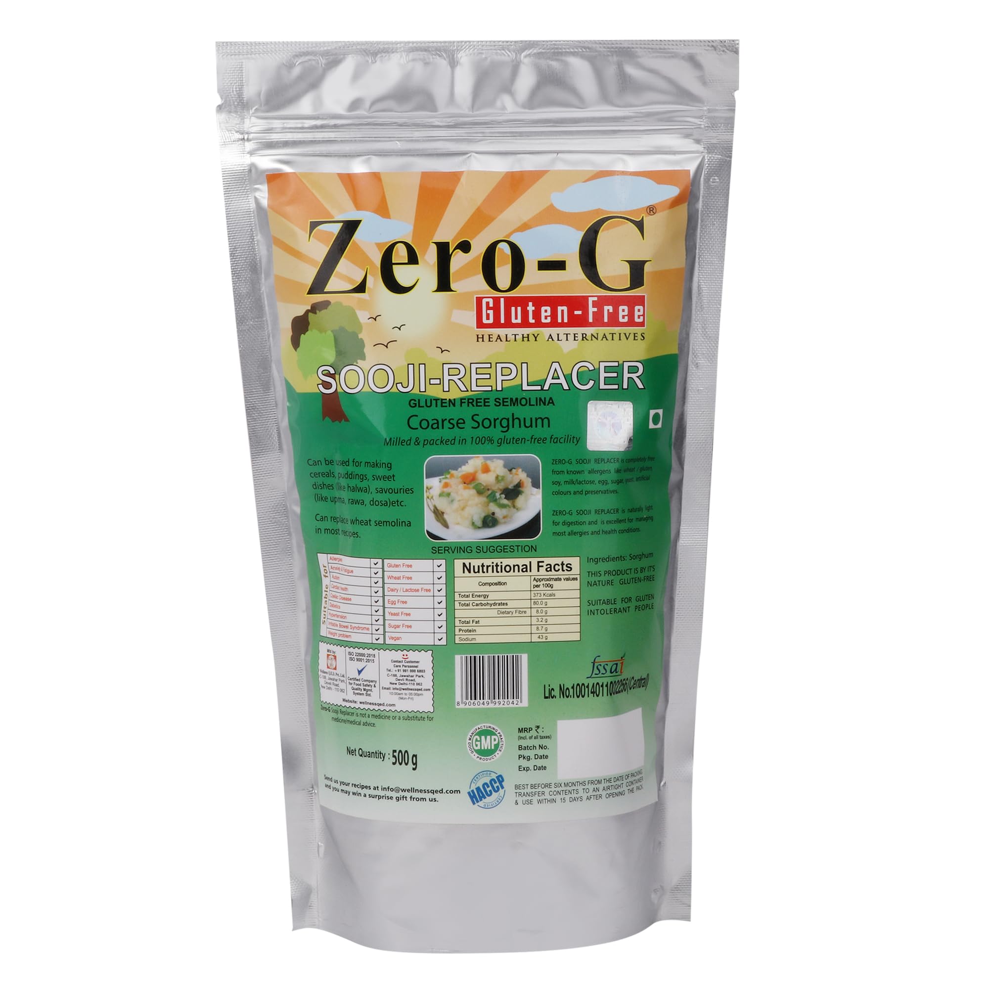 Zero-G Gluten Free Sooji Replacer (500 G Pack) - Gluten-free Semolina | Can substitute sooji in Upma, Halwa etc. | Nutrient - Rich & Fibre Rich (B0848GB726) Amazon Price History, Amazon Price Tracker