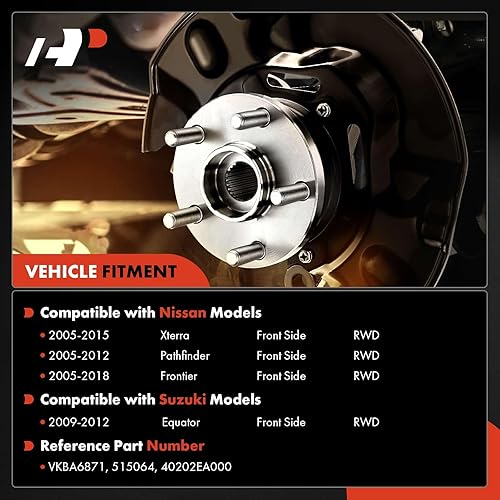 Miniatura 2 de A-Premium Par 2 Conjunto de cubo de rodamiento de rueda delantera compatible con Nissan Frontier 2005-2018 Pathfinder 2005-2012 Xterra 2005-2015