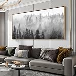 Framed Wall Art Light Gray Blue Yellow Cloud Abstract Canvas Frames - Canvas Painting Wall Art Print Poster for Living Room Decoration50x100cm with Frame