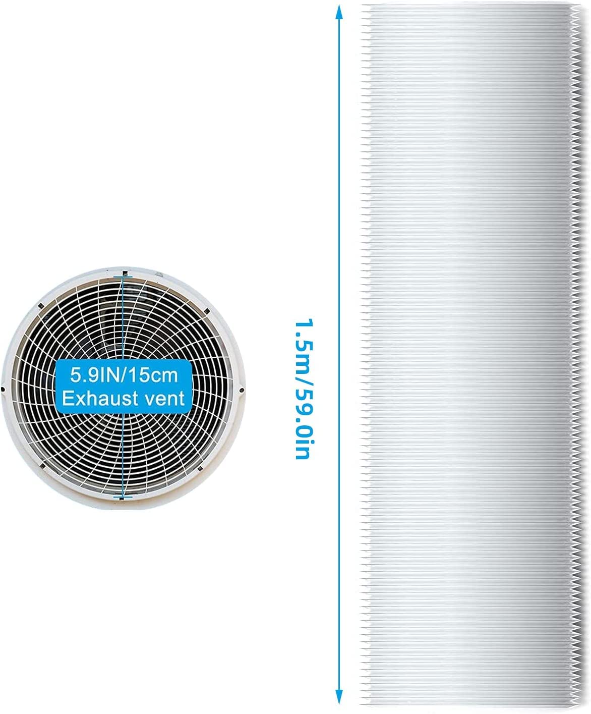Tubo di prolunga per aria condizionata, tubo di scarico universale, Ø 150 mm, tubo flessibile in PVC per aria condizionata, cappa aspirante (300 cm)