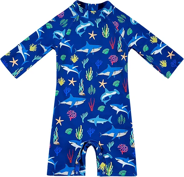 upandfast Baby Boys/Girls Zipper Swimwear with Snap Bottom UPF 50+ Sun Protection Toddler One Piece Swimsuit