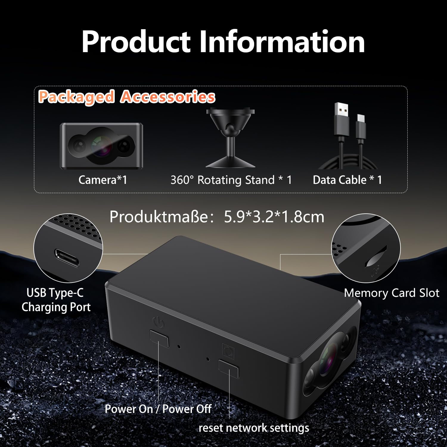 Haushalts-Minikameras, Sicherheitskamera, drahtlose WLAN-Kameras, mit Bewegungserkennung, Auto-Nachtsicht, Babyphone, Heimkamera, Loop-Aufnahme, winzige tragbare Kamera, 256 GB MAX