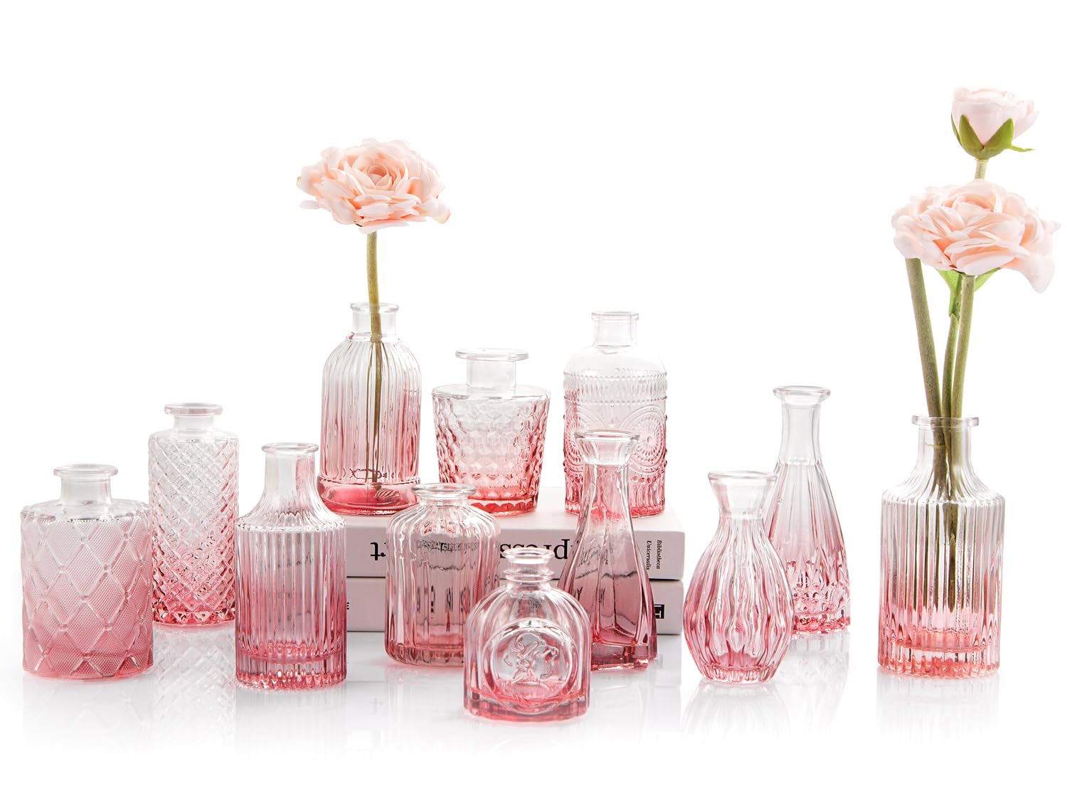 Amazon.com: TBWIND Pink Glass Bud Vases Set of 12, Vintage Mini
