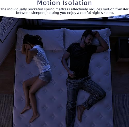 Miniatura 7 de Colchón Queen de 14 pulgadas, colchón híbrido Queen en una caja con espuma viscoelástica, firmeza media, Euro Top, soporte reforzado de borde