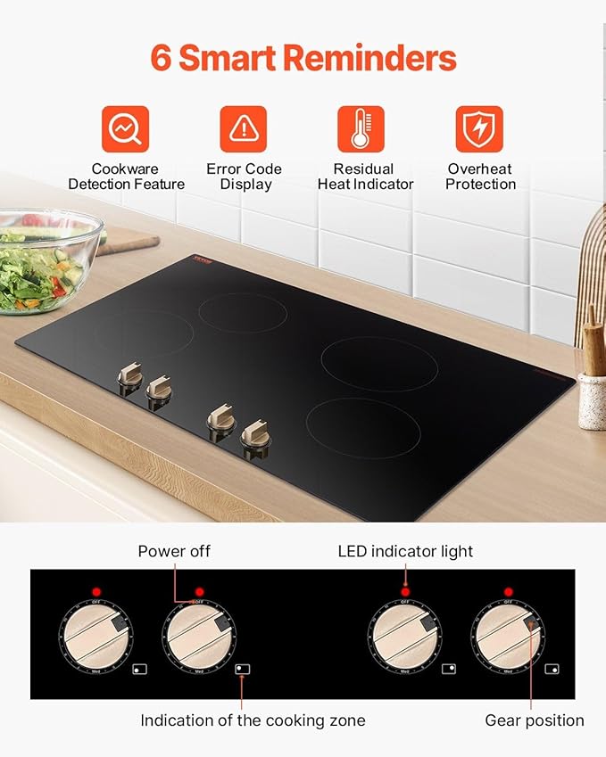 Estufa Eléctrica de 4 Puestos 6600W 66 Pulgadas Ancho miniatura 4