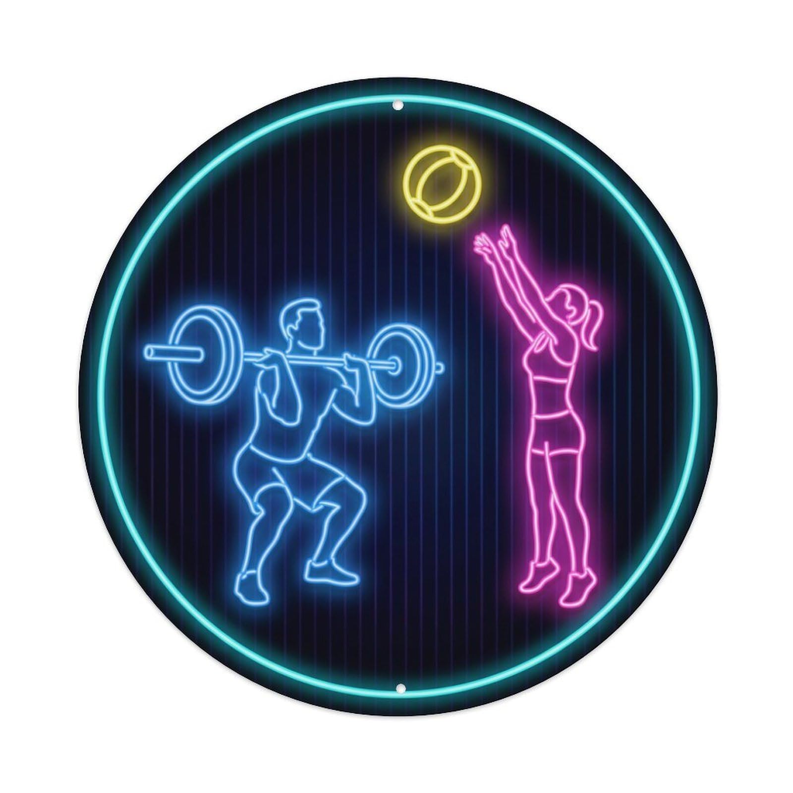 Vintage Faux Neon Gym Retro Bodybuilding Fitness Sweat Metal Tin Sign