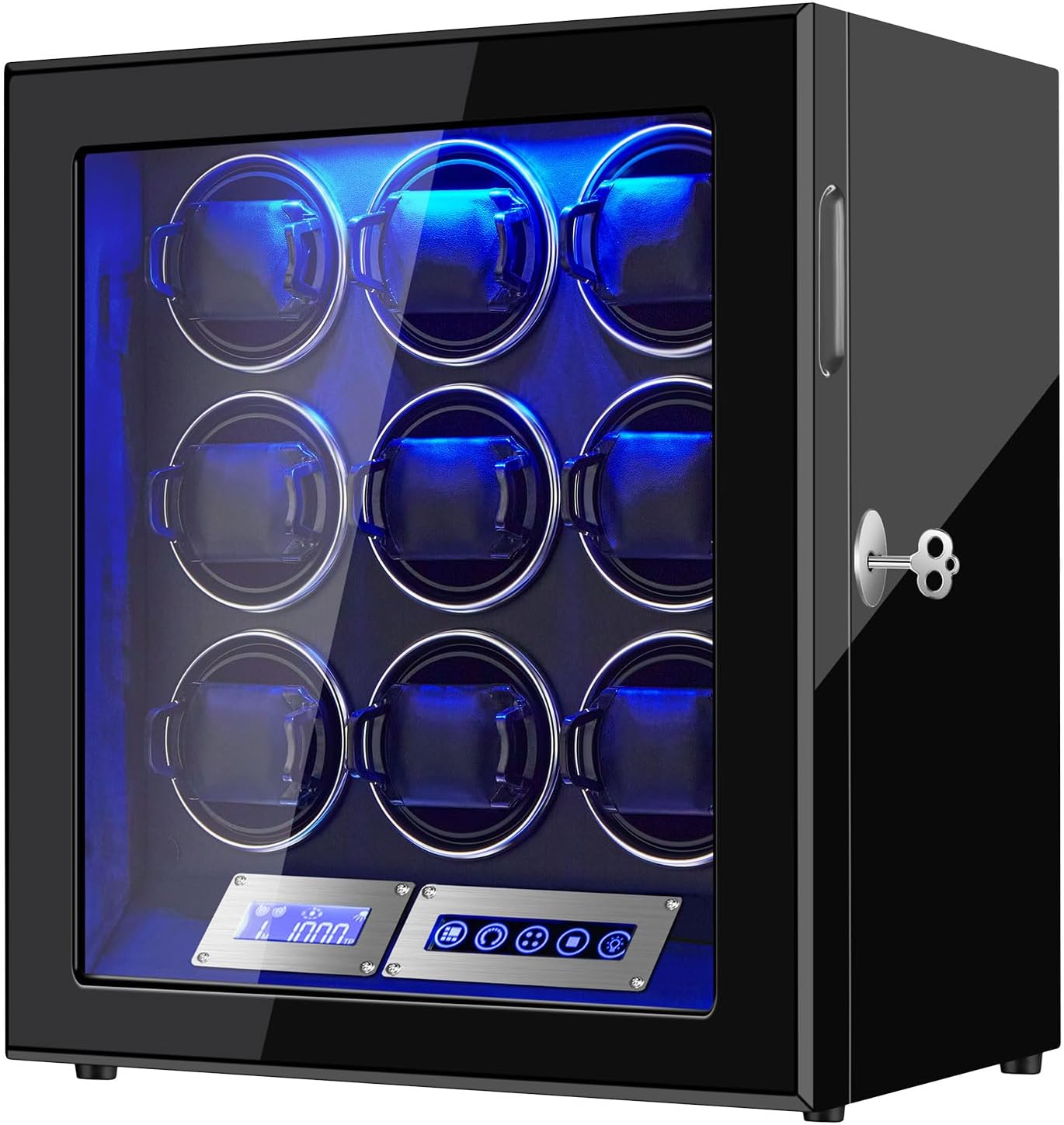 Watch Winders for 6/9/12 Slots Automatic Watches,Ultra-Quiet Japanese Motors, Built-in LED Illumination,LCD Display,Touchscreen Control