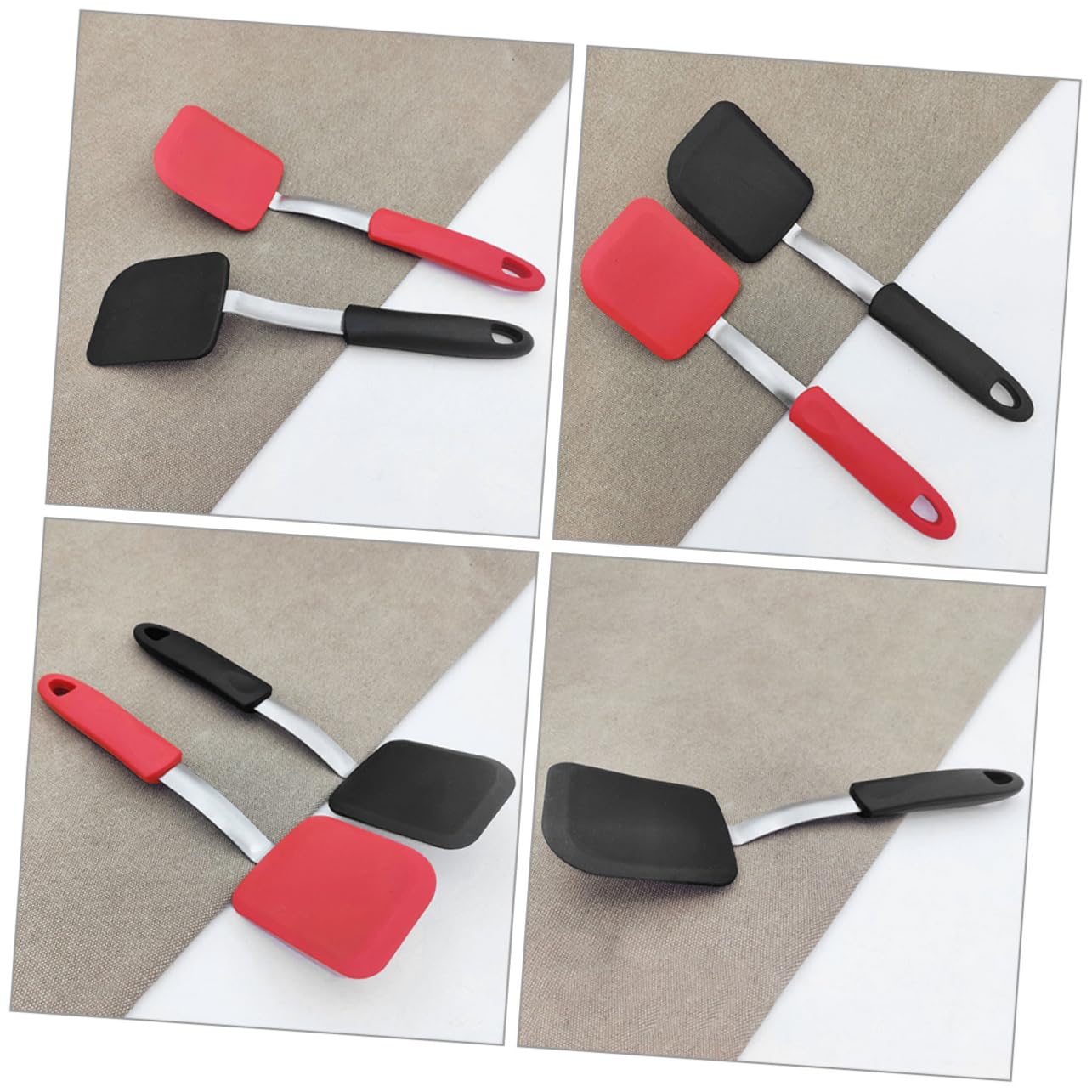ABOOFAN 4 Set Spatola da Cucina per Cucinare Spatola per Torte Spatola Antiaderente Padella Profonda con Coperchio Zero Aria Spatola Wok Spatola da Cucina Portatile Gel di Silice 2 Pezzi*4