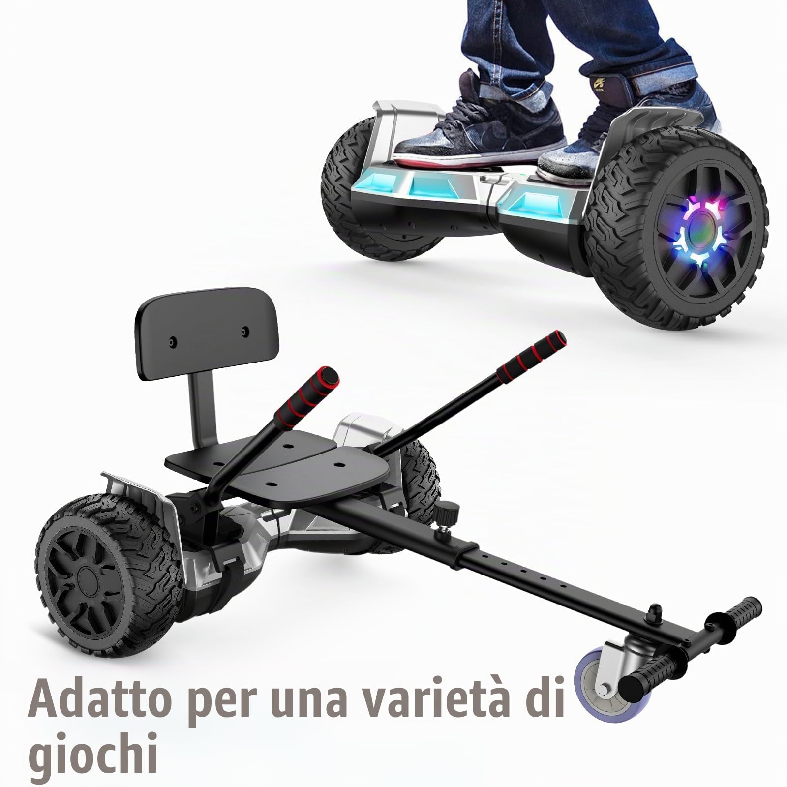 SISIGAD 8.5 Inch Off Road Hoverboard Hoverboards with Go-Kart Bluetooth for Kids and Adults