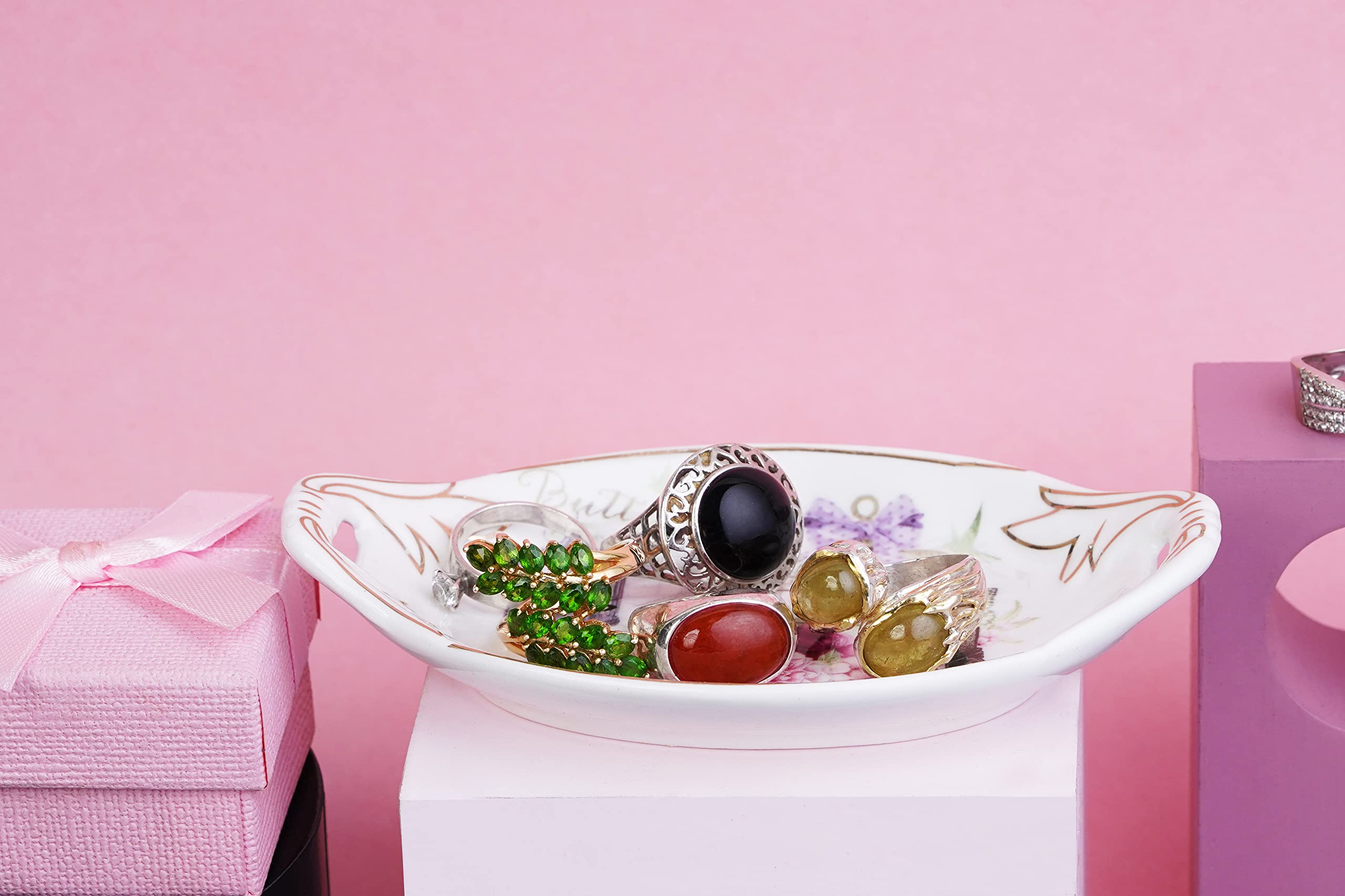 Mini Ceramic Floral Cage Pattern Oval Serving Tray Stylish Serving Dish for Home & Dining — Amazon image 5