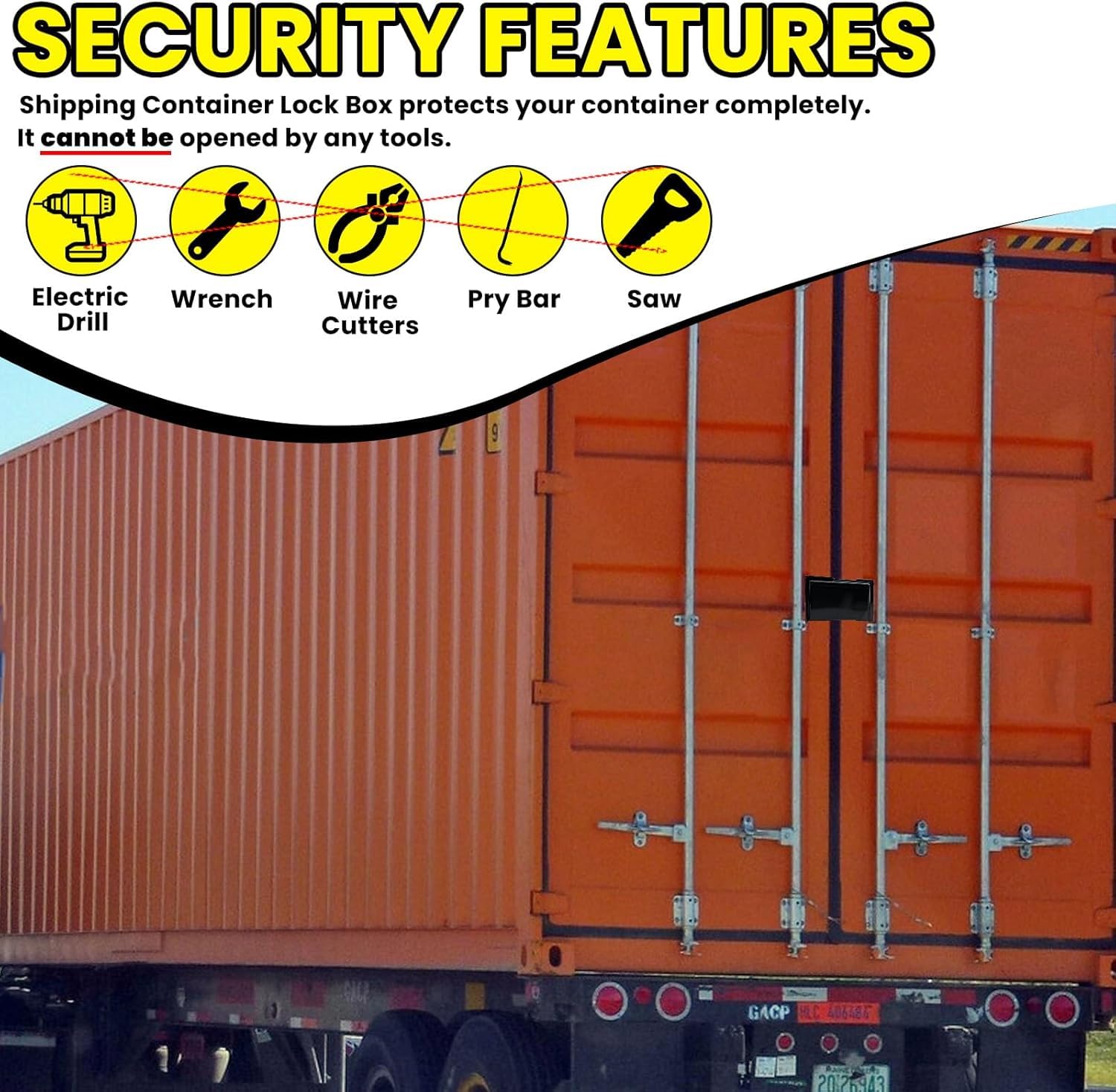Container Schloss mit Halterung | Stahl Türschloss für LKW & Anhänger | Diebstahlsicherung | robustes Sicherheitsschloss mit Schlüssel | 100% wetterfest & rostfrei