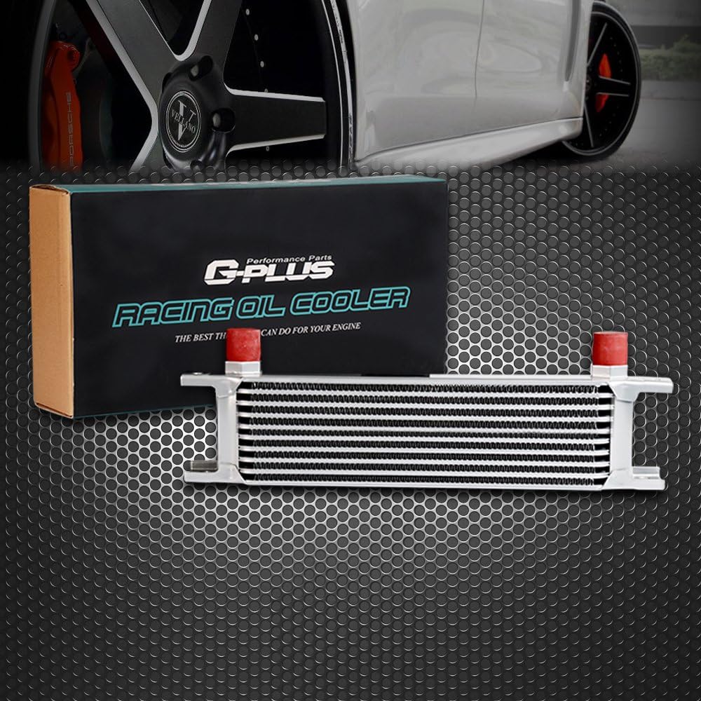 G-PLUS Universal Engine 10 Row AN10-10AN Aluminum Transmission Oil Cooler Silver