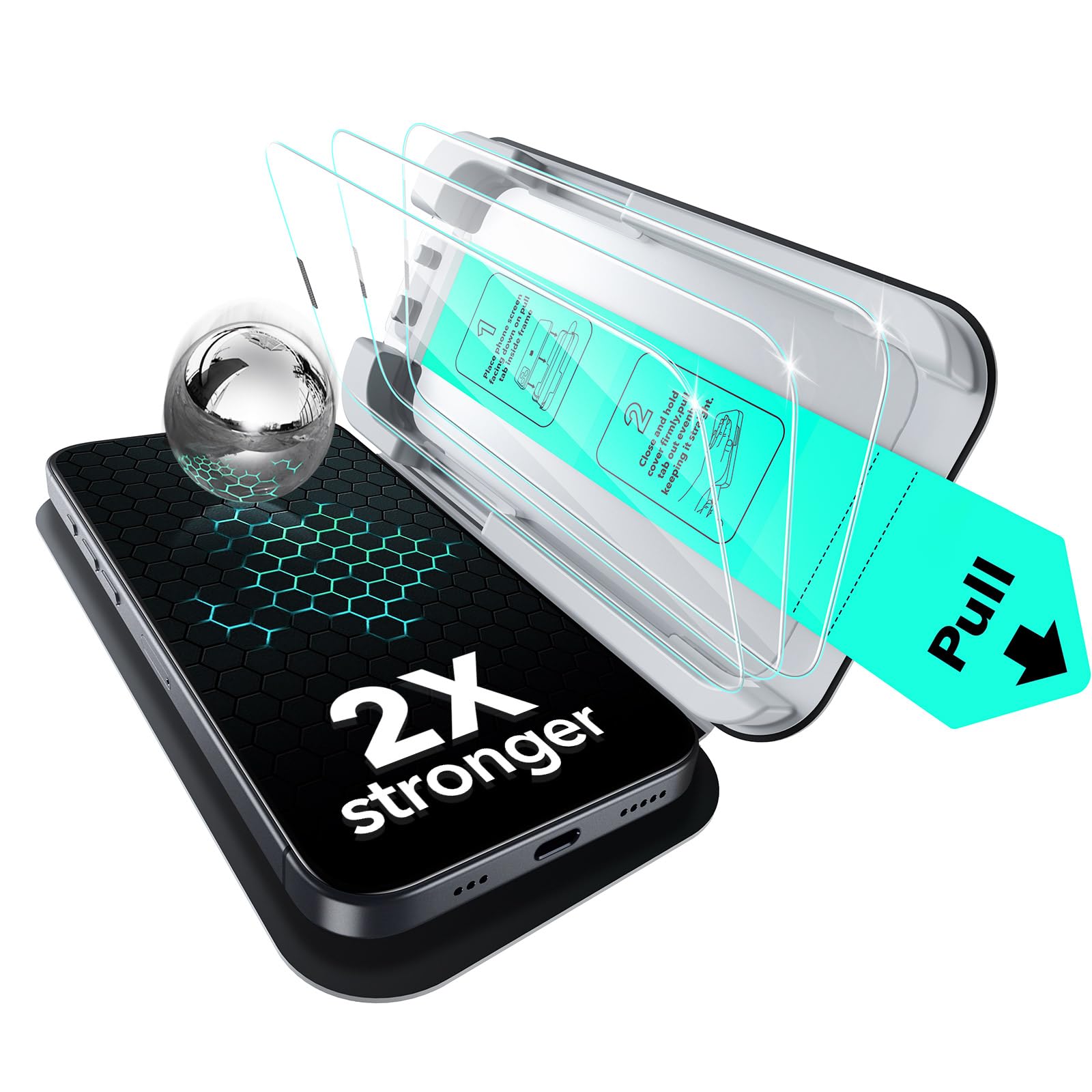 ESR Pellicola Vetro Temperato per iPhone 17e/16e/ iPhone 14/ iPhone 13/iPhone 13 Pro, Protezione di livello militare, Durezza 9H, Vetro temperato a copertura totale con supporto UltraFit, 3 Pezzi