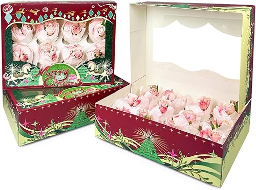 Miniatura 3 de 12 recipientes para cupcakes, 16 paquetes de cajas de cupcakes de Navidad, 12 cajas para cupcakes con ventana de 13 x 10 x 3.5 pulgadas