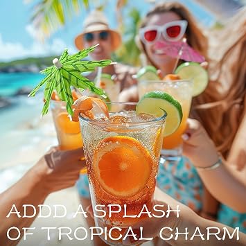 600 Pack Drink Umbrellas Cocktail Picks, Assorted Mini Paper Umbrella for Drinks, Food Picks Drink Toppers for Tropical Hawaiian Luau Party Decorations Cocktail Accessories, 4 Styles