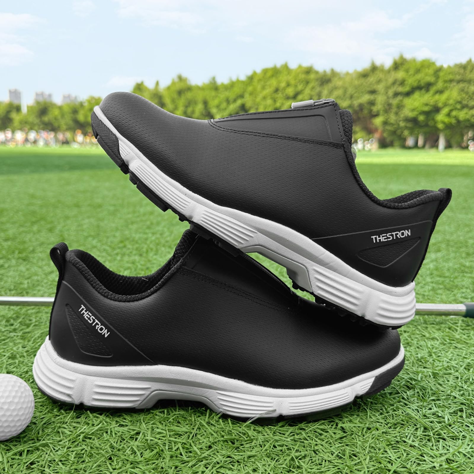 Zapatos de Golf Cuero para Mujer Impermeables Zapatos de Golfs sin Clavos Transpirables con Cremallera Exteriores