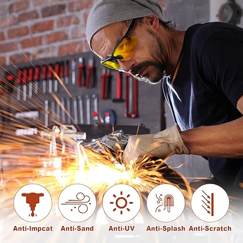 Vista 3 de Kathfly 36 gafas de seguridad resistentes a los arañazos, gafas de seguridad protectoras con lente (ámbar)