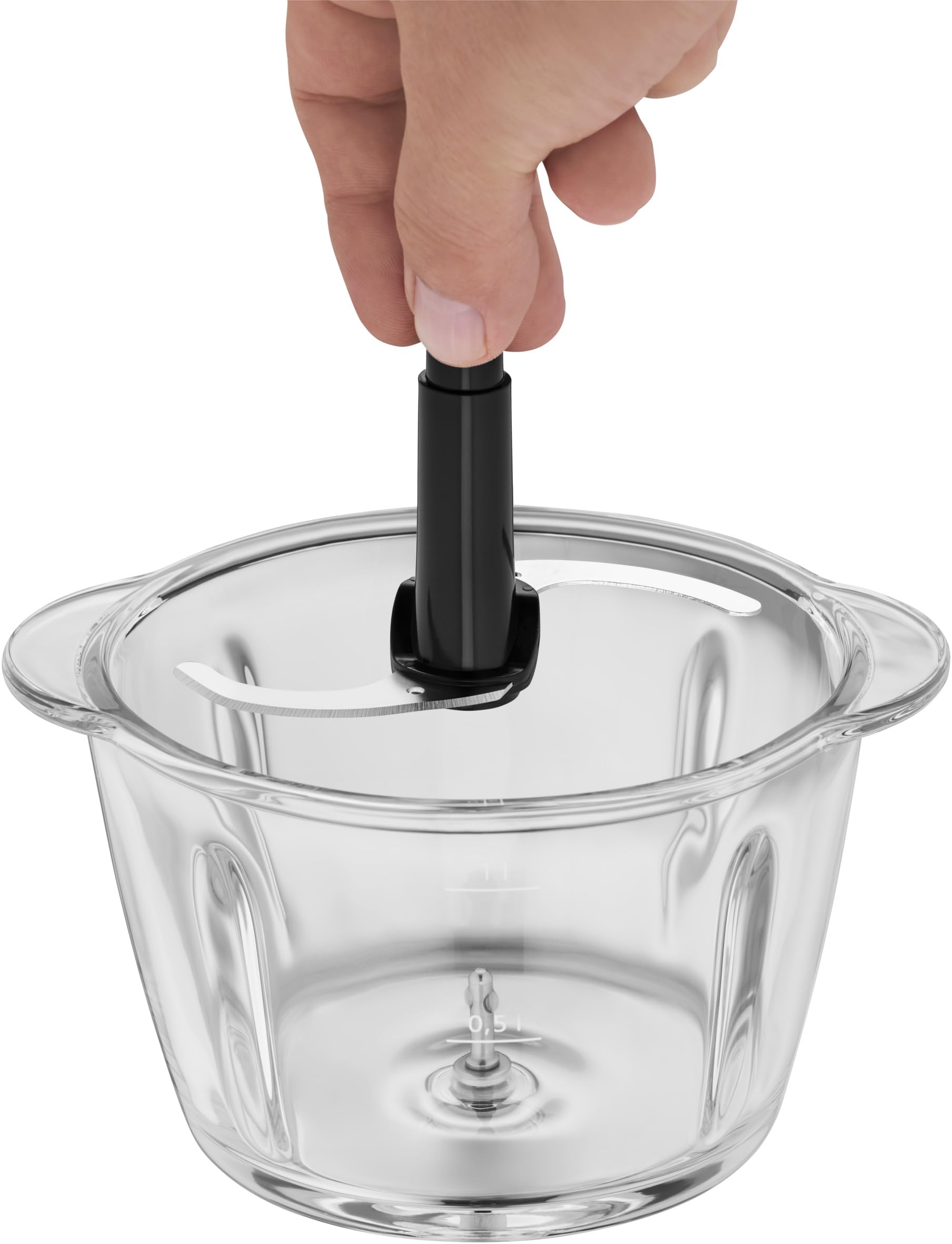 Kult X - Picadora Eléctrica, Multifuncion de picar, trocear y mezclar, Cuchillas Desmontables de acero inoxidable, Capacidad 1 l, 2 velocidades, Cristal resistente, 320 W, panel control LED