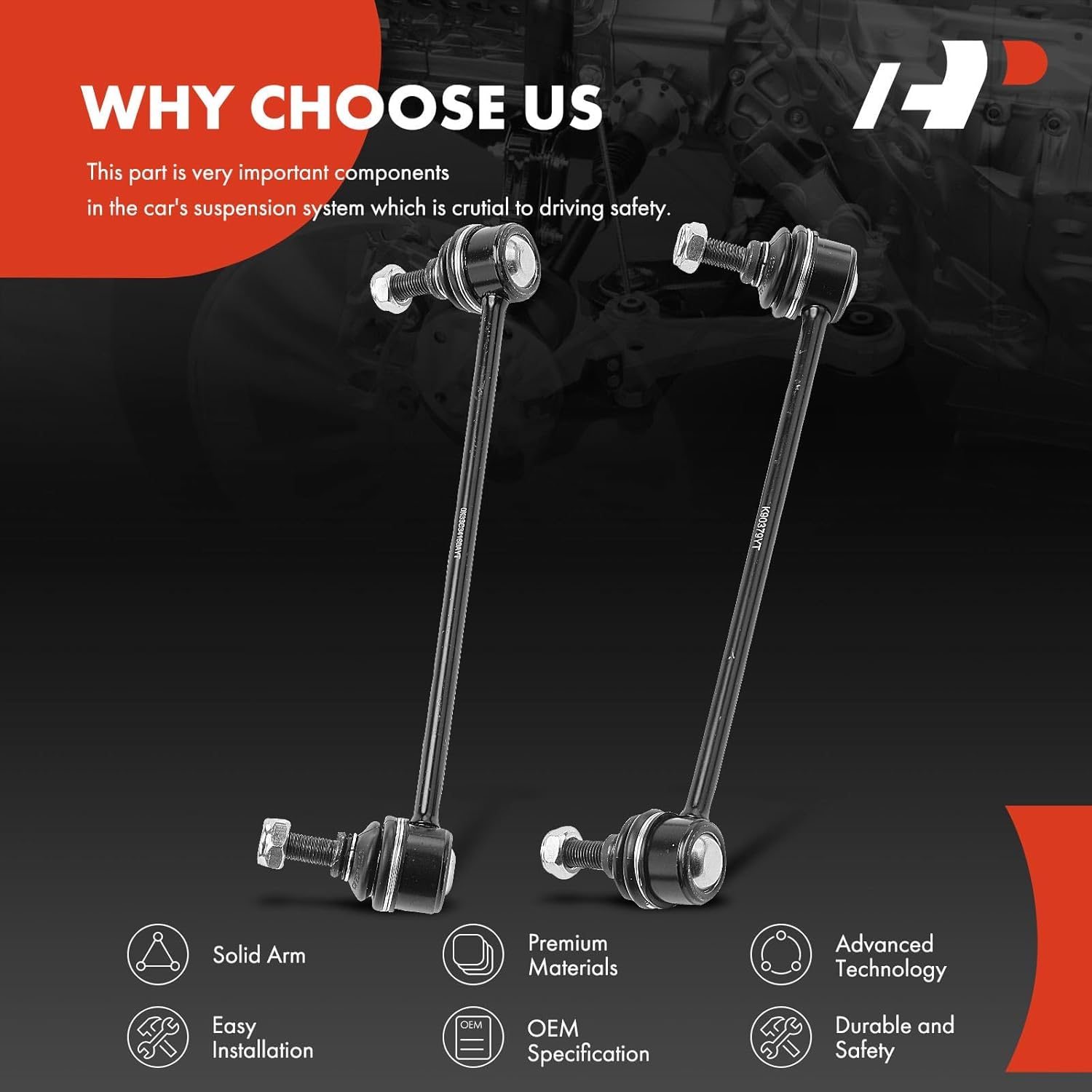 A-Premium 2 x Front Sway Bar Links Stabilizer Bar Links, Compatible with Kia Rio 2001-2002