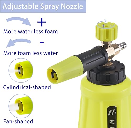 Miniatura 8 de M MINGLE Manguera de lavado a presión de 50 pies x 14 pulgadas, cañón de espuma de repuesto para lavadora a presión, pulverizador de espuma de coche