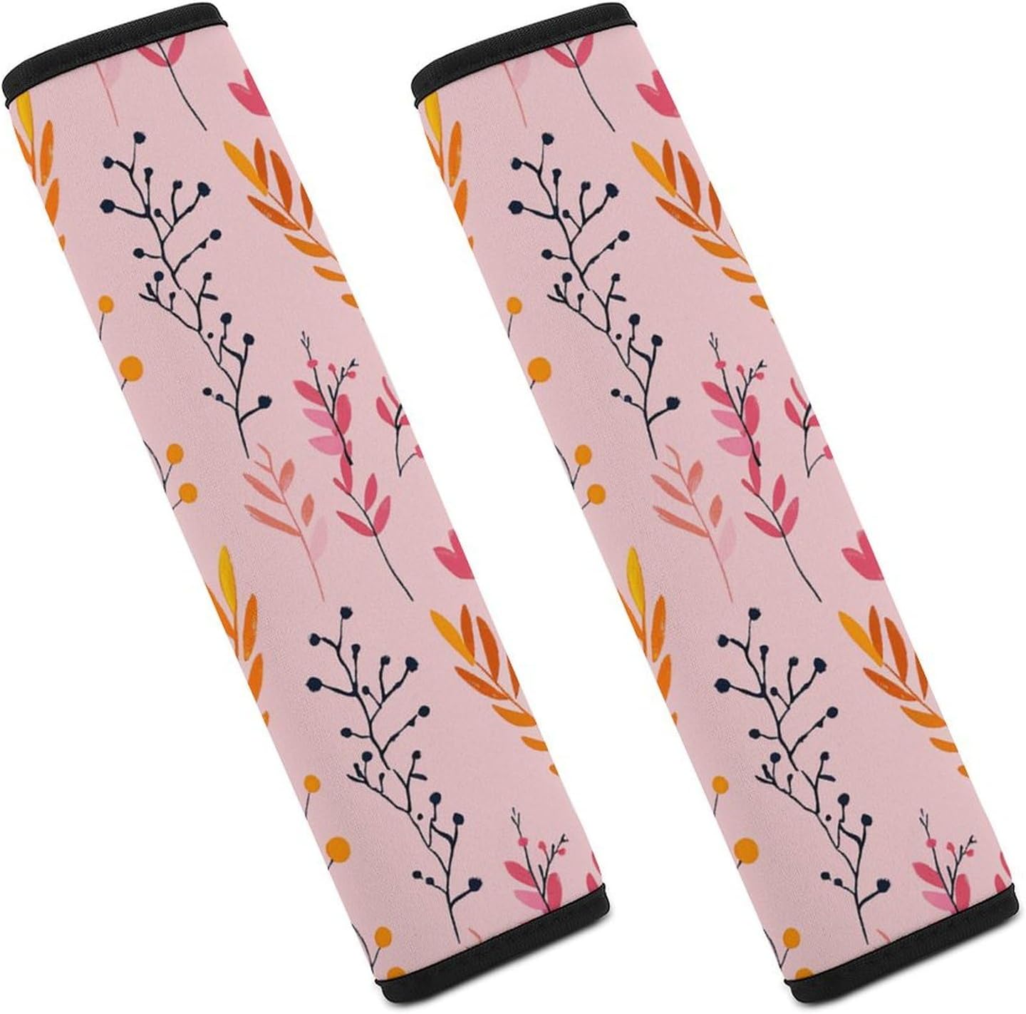 2 PCS Super Soft Car Seat Belt Pad, Cute Peach Botanical Pattern Printed Waterproof Sweat-Absorbing Seat Belt Covers Backpack Shoulder Pad for All Car Seats Baby Strollers