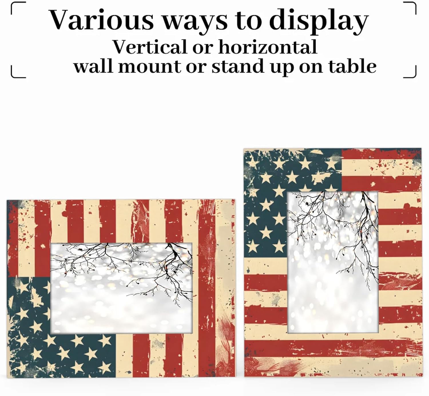 8x10 Picture Frame, Art Vintage American Flag 8x10 Photo Frame for Wall Hanging or Tabletop Display, American Flag