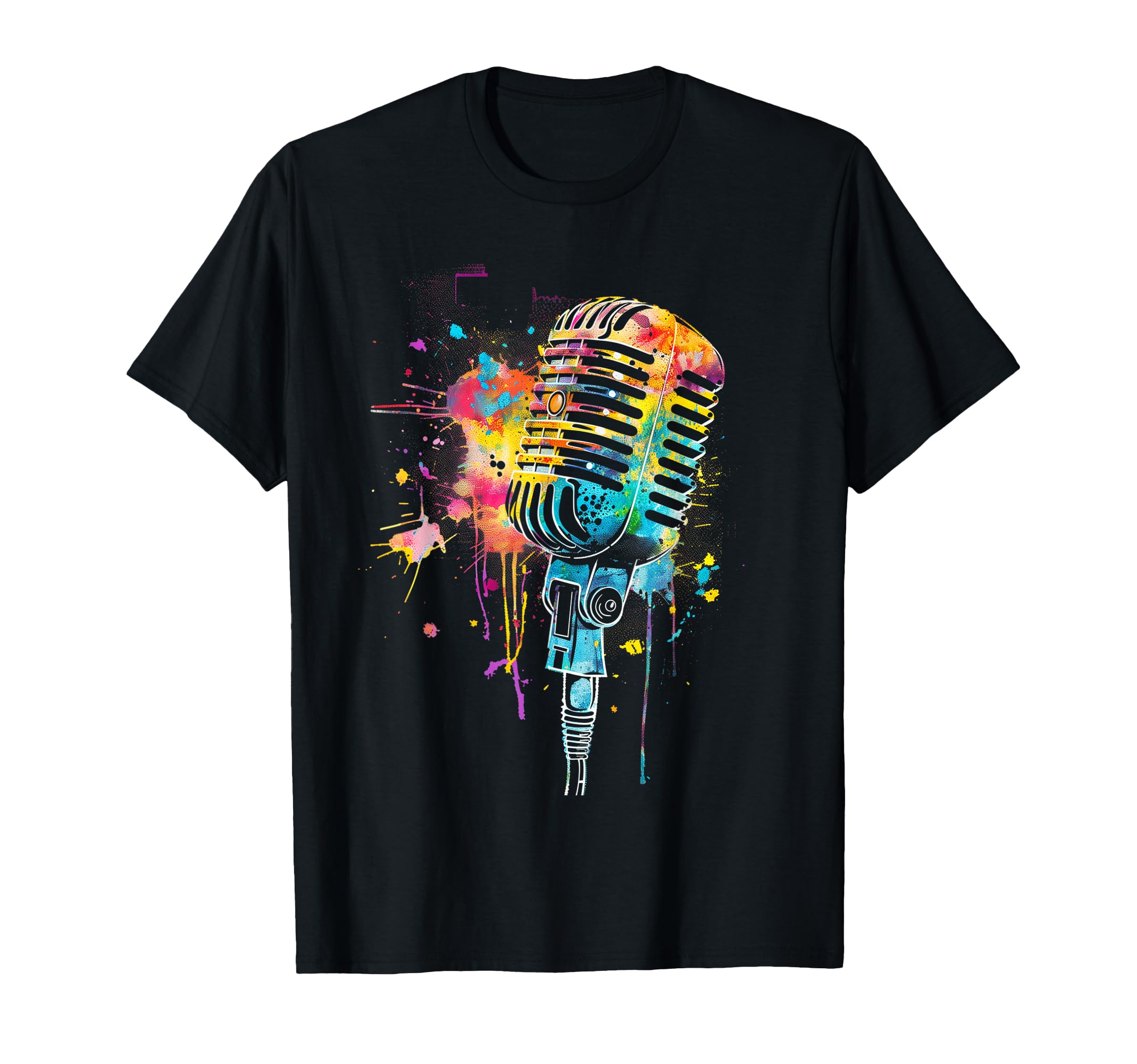 Sänger Vintage Microphone Watercolour Karaoke Singing T-Shirt