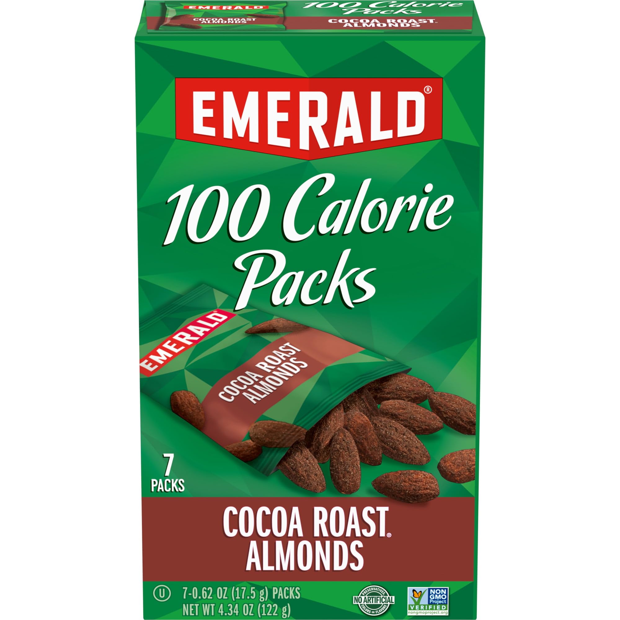 Emerald Chocolate Cocoa Roast Almonds, On-The-Go, 100 Calorie Pack 7CT (Pack of 1)