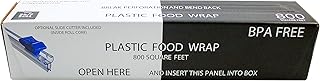 Plastic Food Wrap- 800 SQ. FT. BPA-Free, Slide Cutter Only, Extra Cling And No Mess, Clear