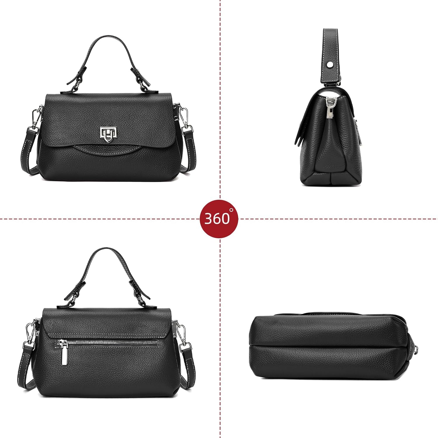 Small Genuine Soft Leather Crossbody Handbag Cute Solid Mini Shoulder Bags for Lady Purse - Image 4