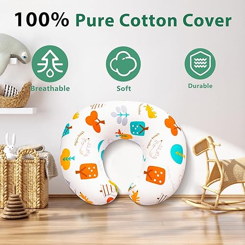 Miniatura 4 de Almohada de lactancia, almohadas de lactancia materna para mujer, funda de algodón extraíble con relleno firme transpirable, almohada de