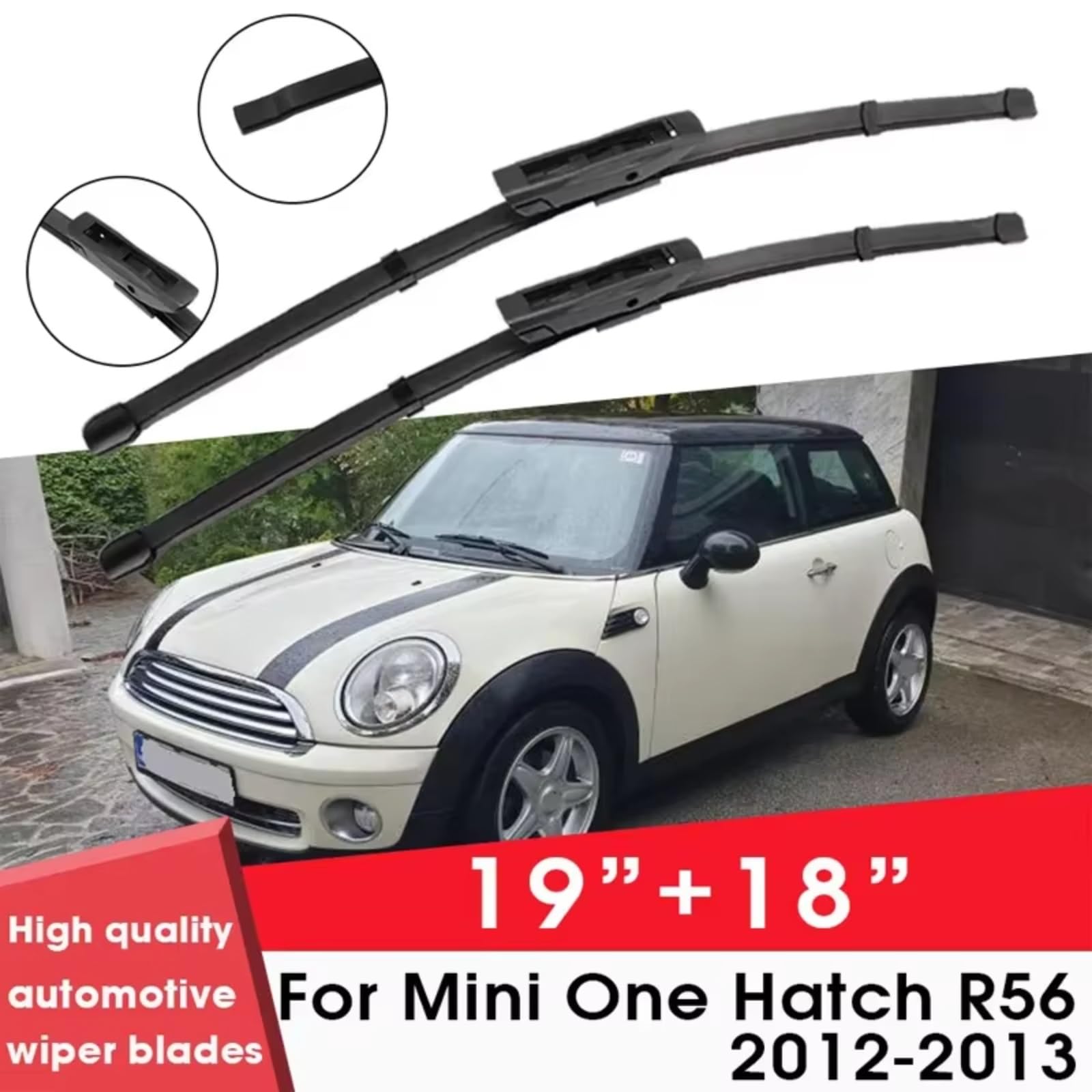 Kit Tergicristallo Compatibile Con Mini Per Hatch R56 2012-2013 19"+18" Parabrezza Parabrezza Pulizia Gomma Silicone Auto Tergicristalli Tergicristalli