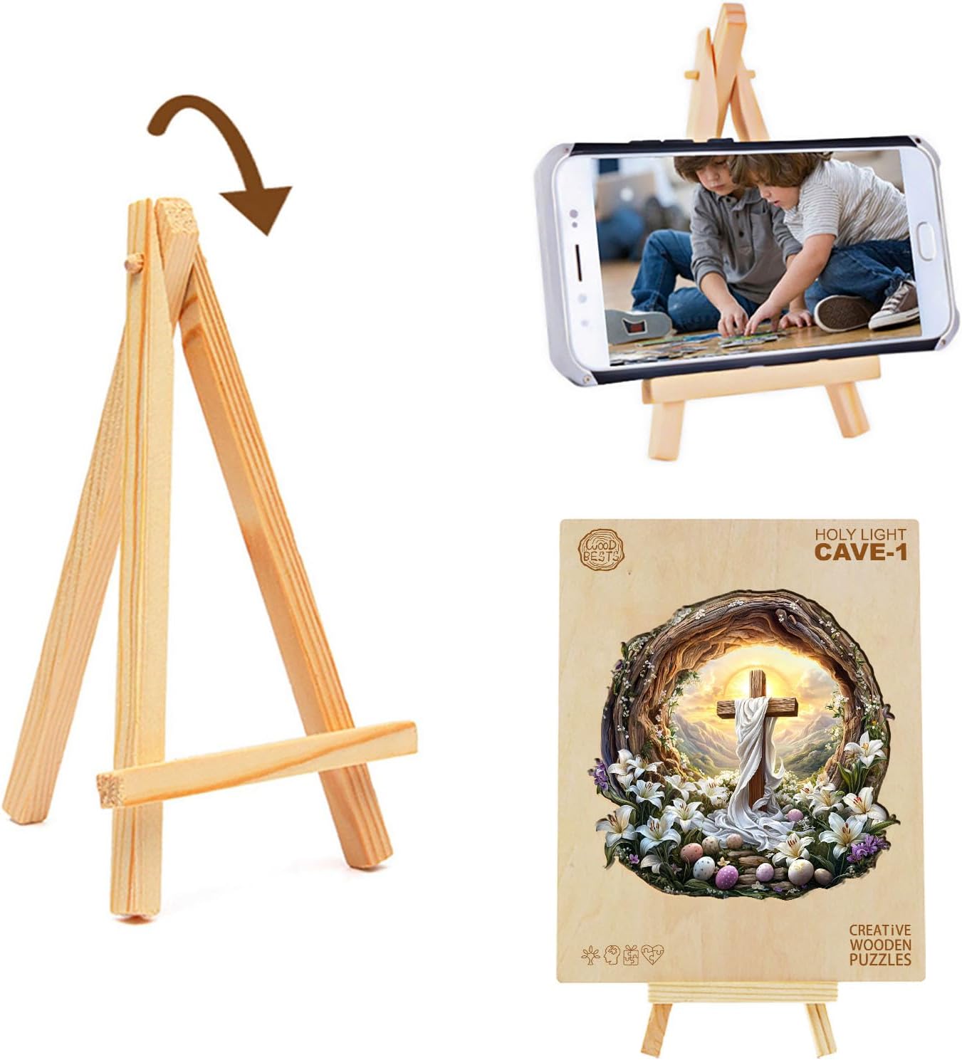 KAAYEE Wooden Puzzles for Adults, 3D Vision Effect Holy Light Cross Wooden Jigsaw Puzzle Unique Shape Wood Puzzle Adult, 3D Effect Flat Puzzle Birthday Family Game (M-11.4 * 11.3 in-200pcs)