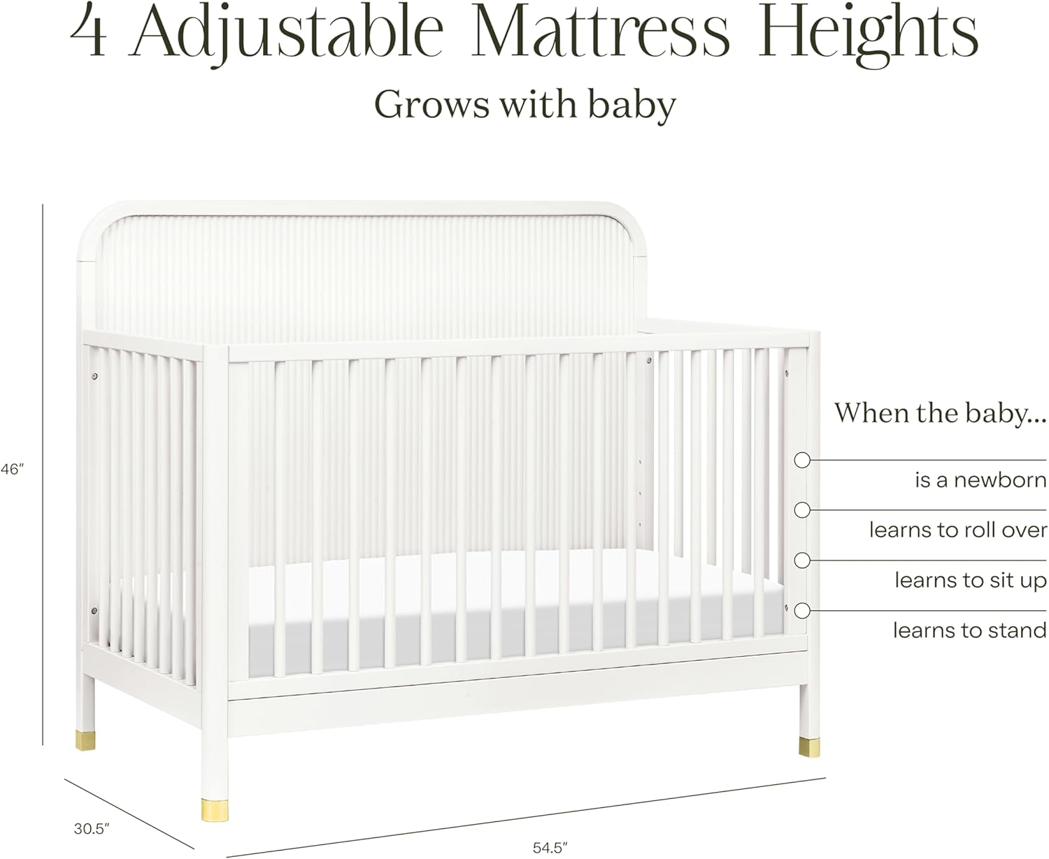 Namesake Brimsley Tambour 4-in-1 Convertible Crib in Warm White, GREENGUARDGold Certified