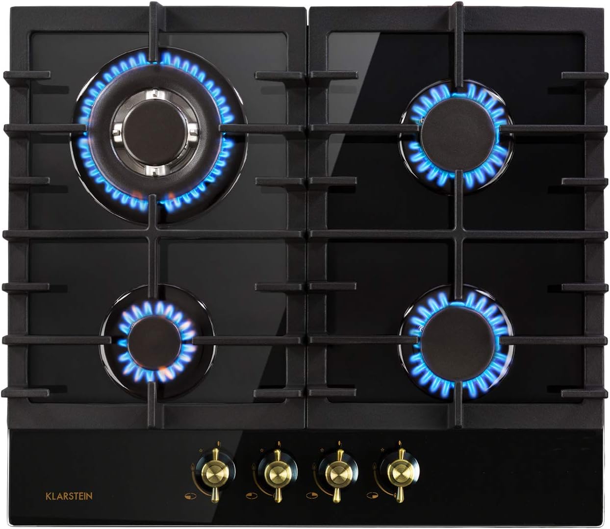 KLARSTEIN Victoria - Piano Cottura a Gas, 4 fuochi, 60 cm, da Incasso, Bruciatori Sabaf, Gas Metano/Propano, Valvole di Sicurezza, Spegnimento Automatico, Supporto Pentole in Ghisa, Nero KLARSTEIN Victoria - Piano Cottura a Gas, 4 fuochi, 60 cm, da Incasso, Bruciatori Sabaf, Gas Metano/Propano, Valvole di Sicurezza, Spegnimento Automatico, Supporto Pentole in Ghisa, Nero