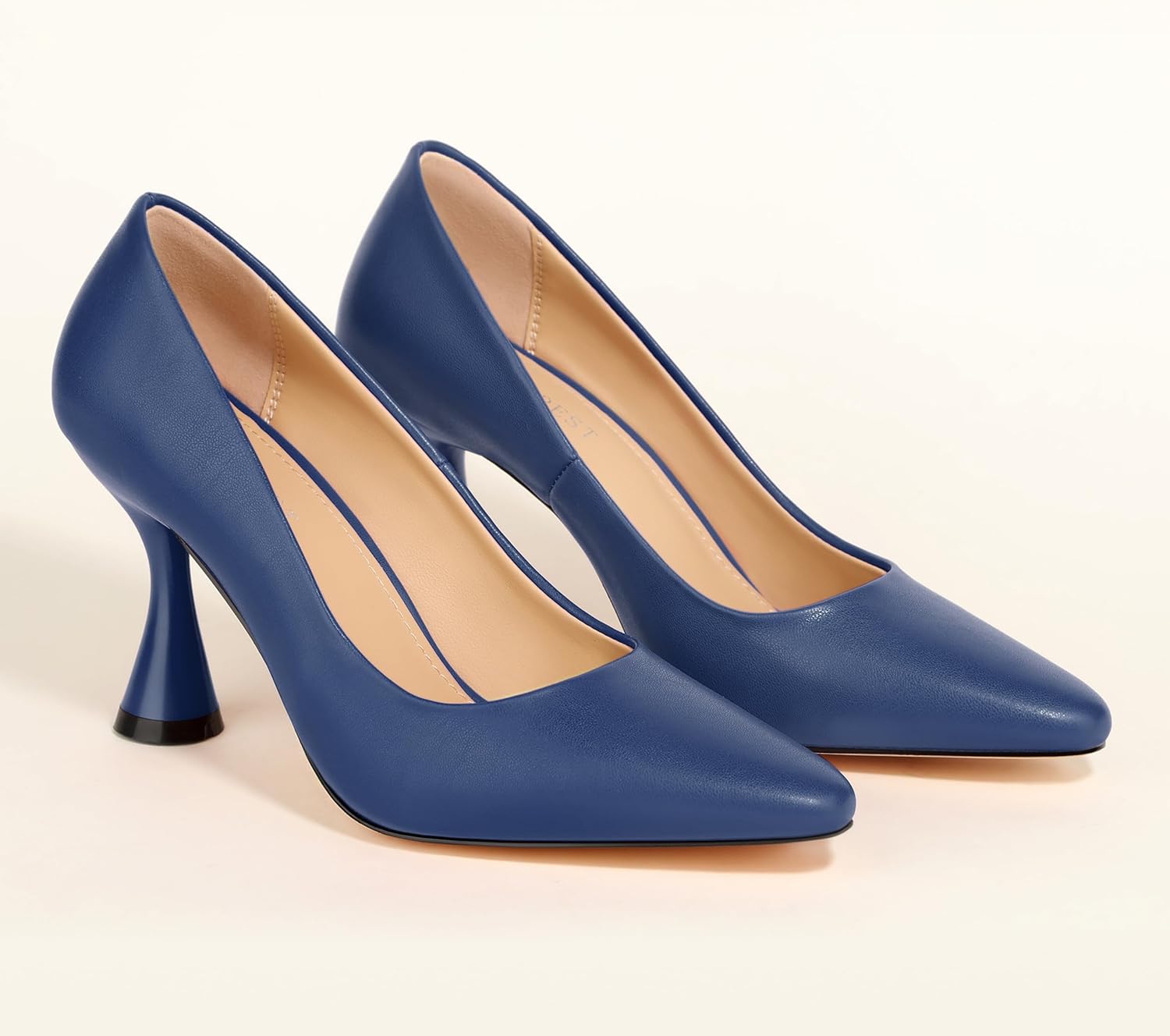 SHOWFOREST Women's Pumps High Heel Square Toe Slip on Work Heels for Women Business Office Party Dress Pumps Shoes with 3.5 Inch Chunky Heel