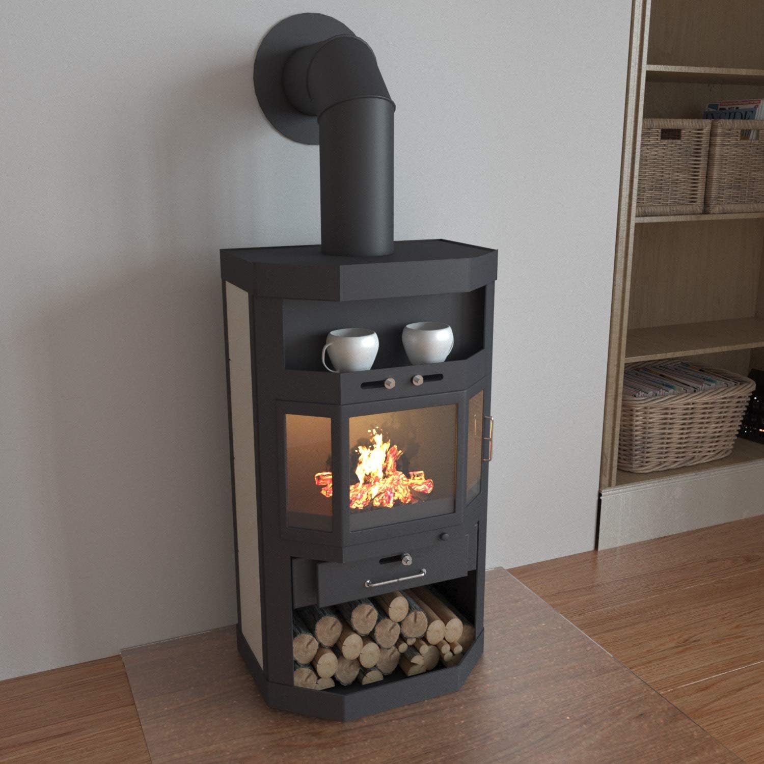 EEK A Kaminofen Victoria Taro, schwarz, dauerbrandfähig – 10kW