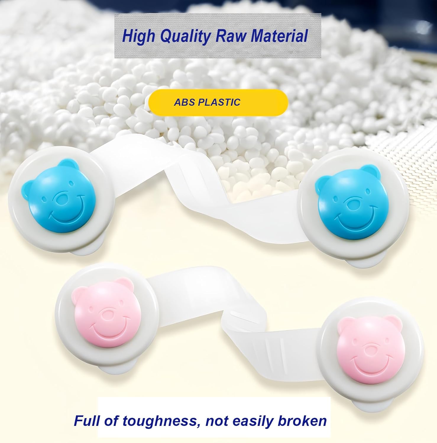 Fridge Lock for Kids,4 Pack Child Safety Straps Locks No Drilling Bear Model Cabinet Locks for Babies with Stronger Adhensive Tape (Pink)