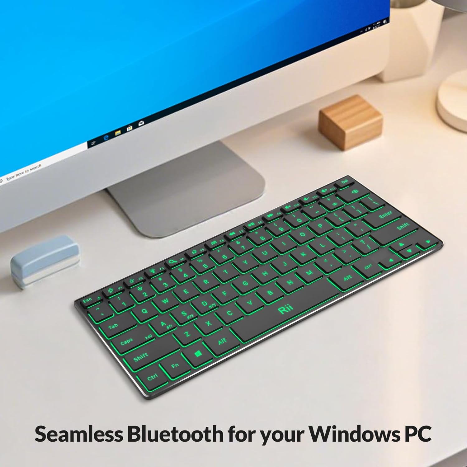 Rii Wireless Keyboard,Bluetooth Keyboard(2.4G+BT5.0),RGB Backlit,Rechargeable with Aluminum Alloy Case for Tablet,Surface,PC,Laptop with Windows (X9-Windows)