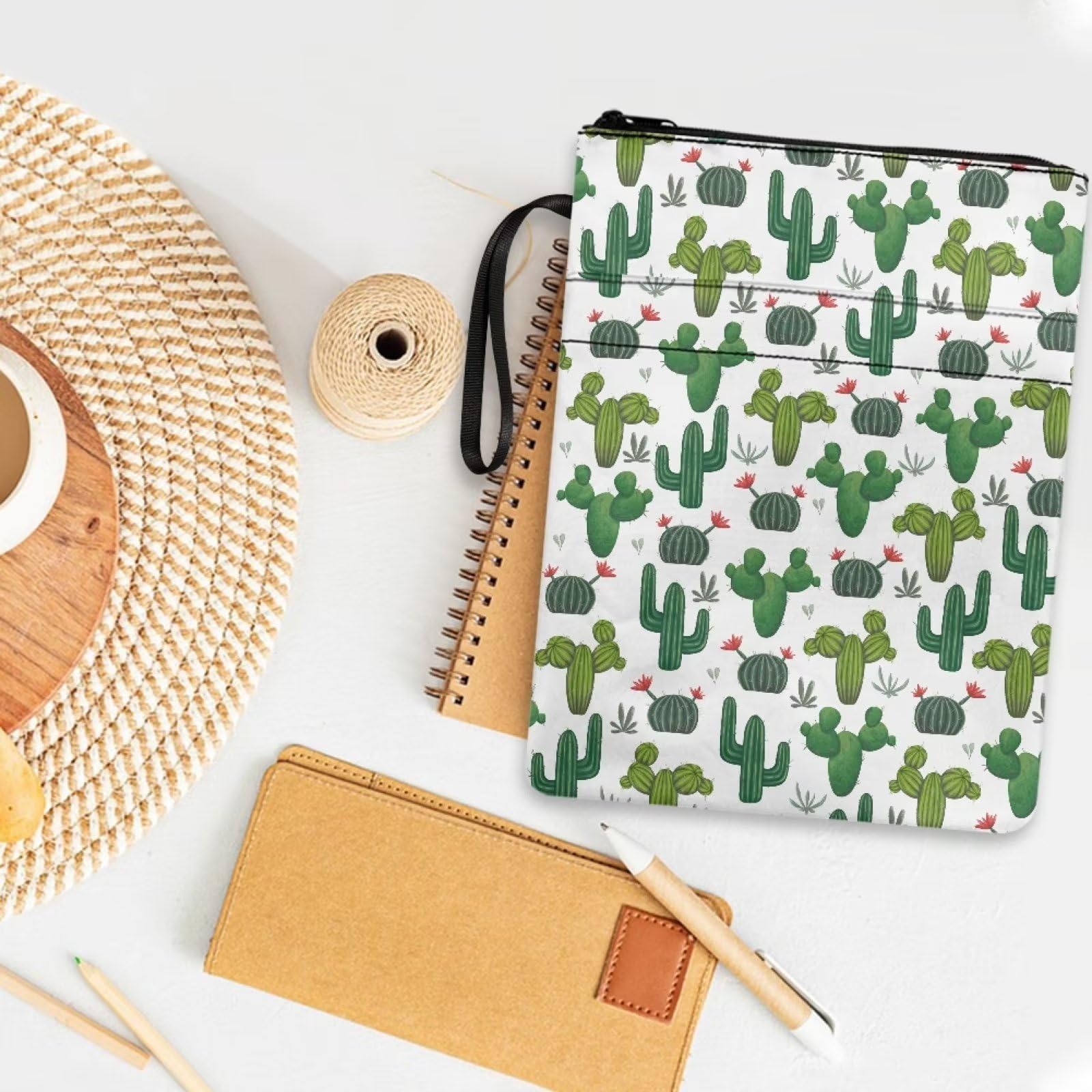 ZIATUBLES Cactus Print Book Sleeve Book Protector, Book Covers for Paperbacks Washable Fabric, Book Sleeves with Zipper - Image 3